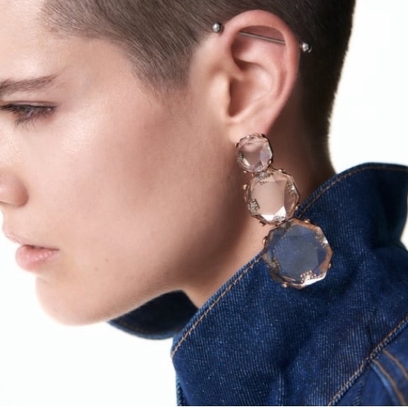 Transparent Crystal Resin Dangle Earrings - Picture 1 of 13